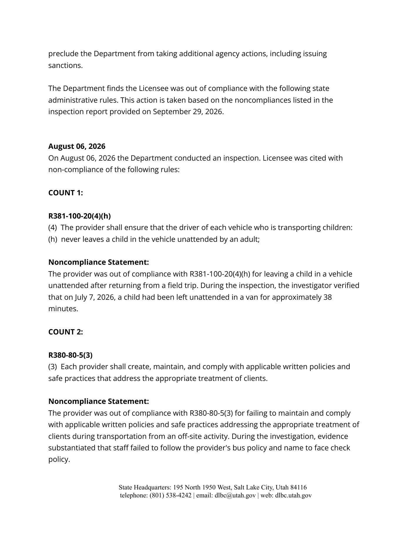 Notice of Agency Action, page 2 of 6